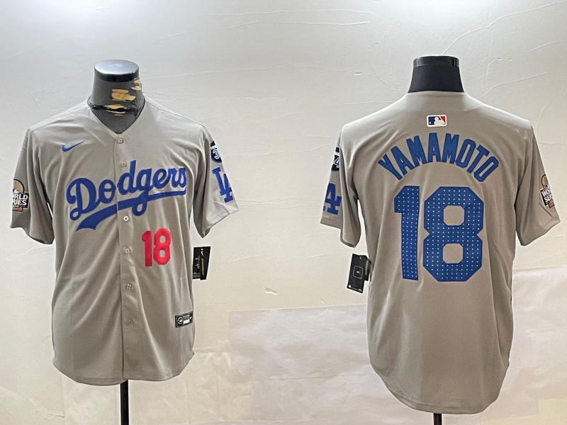 Men's Los Angeles Dodgers Yoshinobu Yamamoto #18 Gray Jersey